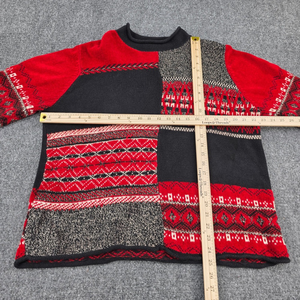 Monterey Petites By Koret Sweater Womens XL Red Black Pullover Knit Vintage - Picture 3 of 5
